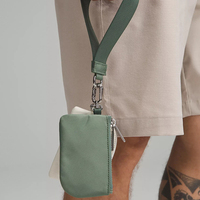 Dompet Gelang Koin Tahan Air Bahan Nilon Pendek dengan Resleting dan Dua Kantong Lepas Pasang, Grosir Kustom