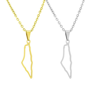 Palestina <span class=keywords><strong>Israel</strong></span> mapa Falg colgante collares para hombres mujeres Acero inoxidable Color dorado palestinos mapa étnico joyería regalos - Product Image 5