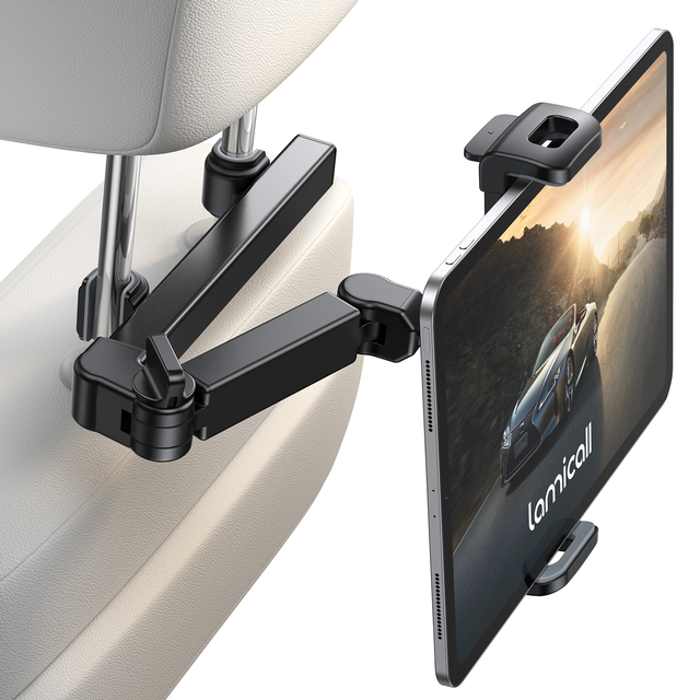 Lamicall CH06 Dual-Axis Car Headrest Tablet Mount Adjustable Extension Arm Back Seat Holder 360 Rotation for Kids Pad 4.7-13Inch