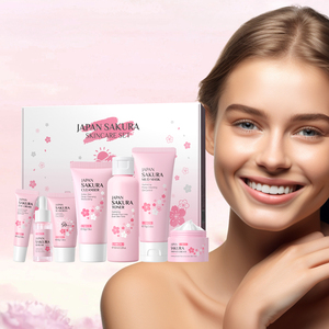Trousse de Beauté pour Femmes avec Logo Personnalisé, Soins du Visage Éclaircissants au <span class=keywords><strong>Sakura</strong></span> Japonais 7 Pièces, Hydratant et Meilleur Kit - Product Image 5