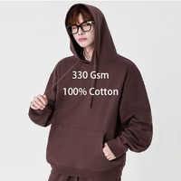 Sweat à capuche ample et surdimensionné en coton 100% de haute qualité, 330g, imprimé, avec poche, anti-rétrécissement, anti-boulochage, style vintage américain
