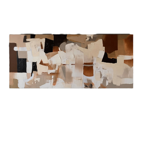Pintura al Óleo Abstracta Horizontal Grande Hecha a Mano, Arte de Pared en Lienzo Beige Marrón Neutro, Decoración Moderna para Sala de Estar y Sofá - Product Image 1
