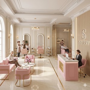 Muebles de Salón de Belleza Starry <span class=keywords><strong>Elite</strong></span> Rosa Dorado al por Mayor: Silla de Barbero, Espejo LED, Cama de Lavado, Sofá de Recepción - Product Image 3