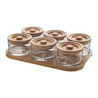 Frasco de Vidrio con Tapa de Bambú Hecho a Mano, Ecológico y Resistente a la Humedad, Bandeja para Frutas, Semillas de Melón, Aperitivos, Especias, Té, Almacenamiento de Alimentos, Perfecto para la Cocina