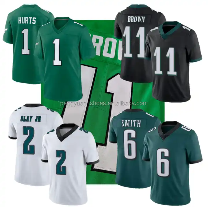 Wholesale Best Quality New Kelly Green #1 Jalen Hurts #11 AJ Brown