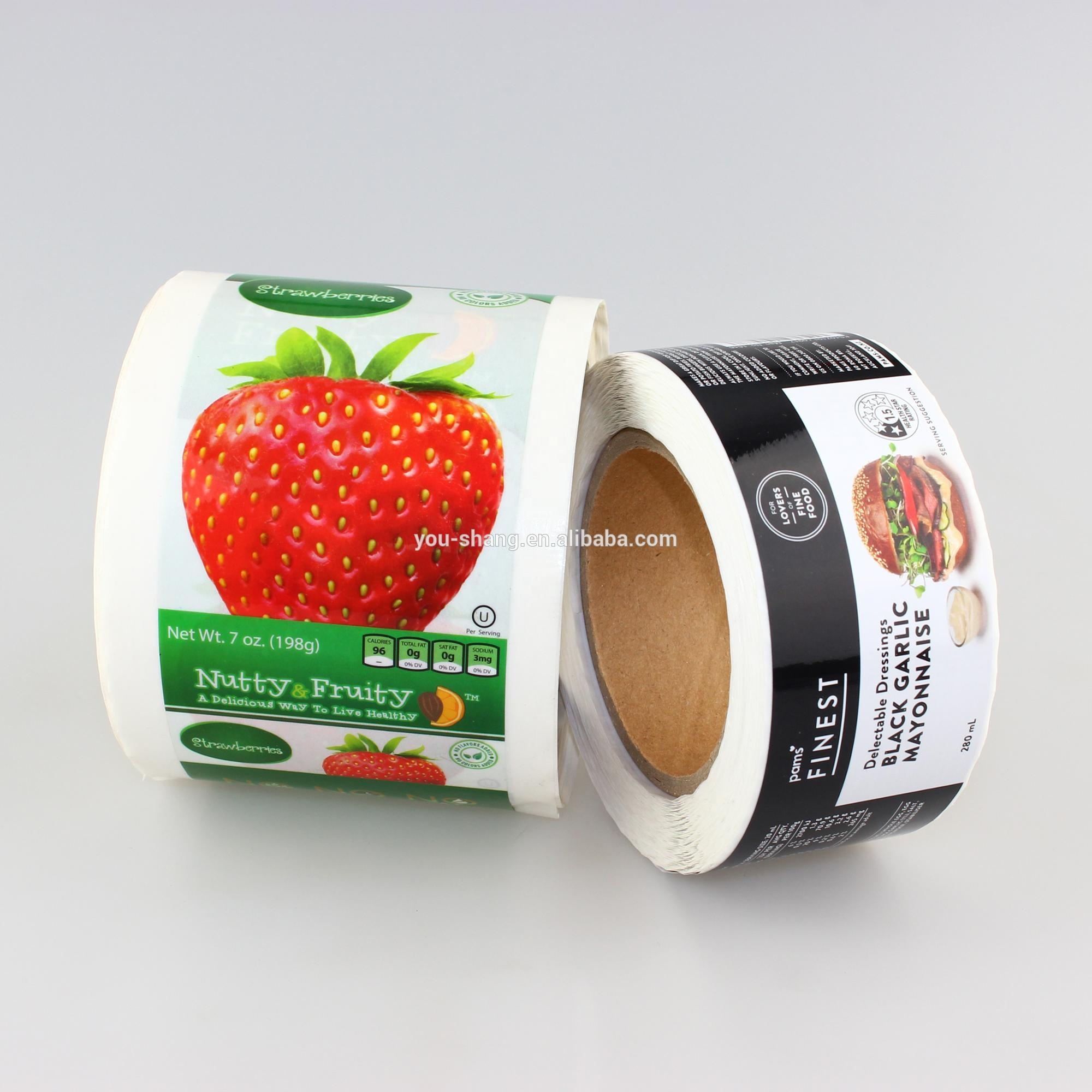 Wholesale Custom Printed PP Vinyl Waterproof Food Product Roll Packaging Label Stickers PET Self-Adhesive Glossy Matte Finish