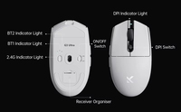 Ratón para Juegos MCHOSE G3 de Tres Modos, Sensor PAW3311, Programable, Ambidiestro, Portátil, Recargable, Cableado/BT/Inalámbrico 2.4G, para Oficina