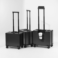 Valise cabine 18 pouces rouge moucheté personnalisée avec roulettes pivotantes et double verrouillage en fibre de carbone