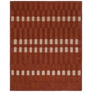 Modern Rust Geometric Area Rug Hand Tufted Textured Pattern Premium Wool Carpet Contemporary Living Room Bedroom <b>Floor</b> Decor Mat - Product Image 6