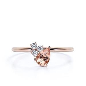 Service personnalisé, pierre précieuse naturelle de morganite taillée vintage, ensemble de fiançailles, anniversaire, mariage, bague de fête pour femmes, rose - Product Image 3