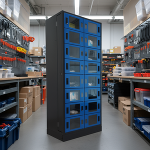 Gabinete para Herramientas con Puertas Azules y Paneles de Vidrio para Almacenamiento y Organización - Product Image 3