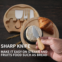 Planche à découper en bois écologique chinoise pas chère avec tiroir coulissant et plateau à fromage rond, compatible lave-vaisselle, avec ensemble de couteaux