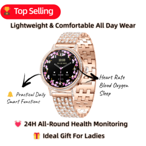 Montre connectée de luxe pour femmes I229, appels Bluetooth, fréquence cardiaque, pression artérielle, oxygène sanguin, suivi du sommeil, montre de fitness pour femmes - Product Image 6