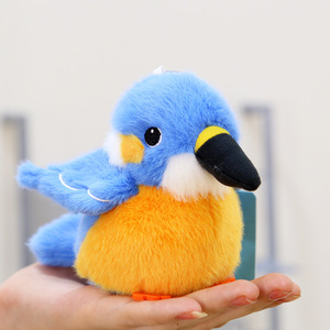 Série d'oiseaux en peluche simulés en fibre de polyester douce, 3D, lumineux, porte-clés, ornements, moineau, tourterelle, anniversaire - Product Image 2