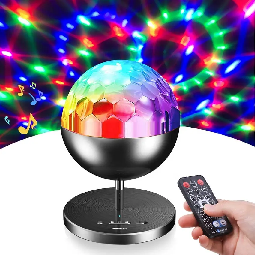 Biumart Discos Flash Lamp Voice Remote Control BT Speaker USB Rechargeable Projection Stage Lights For Christmas Family Party