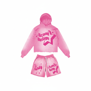 100% coton pull à capuche surdimensionné survêtement costume à manches longues poche décontracté couleur unie chemise Shorts respirant à capuche survêtement - Product Image 1