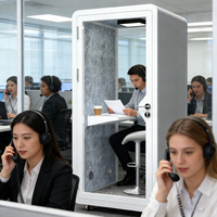 Cabine de réunion modulaire intelligente insonorisée pour bureau, intérieur et extérieur, avec verre trempé et éclairage LED