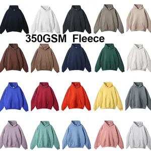 High Quality 350 Gsm Cotton Thick Blank Plain Heavyweight Oversized Hoodies No String Unisex Custom Logo Men's Hoodies