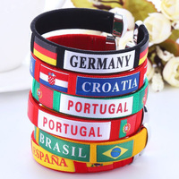 Pulseras al por mayor para la Copa Mundial de Fútbol 2022: Pulseras personalizadas con banderas de fútbol y banderas de países del mundo