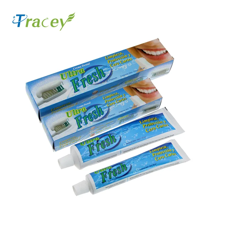 Tracey, el mejor precio, pasta de dientes de hierbas naturales, pasta de dientes blanqueadora, 150g, pasta de dientes especial para el mercado de Angola con tapa Flip Flop