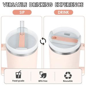 40Oz 30Oz Handle Sublimation Double Wall Stainless Steel Tumbler <b>Straw</b> Coffee Mug <b>With</b> Lid - Product Image 3