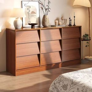 Cómoda de madera maciza con nueve cajones, mueble de almacenamiento para sala de estar y dormitorio - Product Image 1