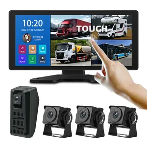 Layar Sentuh Baru 10.36 Inci Pemutar Mp5 Monitor Quad Split Perekam Video Digital Pemantauan Parkir 4ch Ahd 1080P Truk Dash Cam