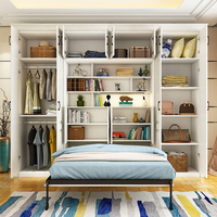 Lit Murphy moderne avec armoire et bibliothèque, lits Murphy modulaires pliables, lit mural, ensembles de meubles gain de place, style Shake