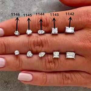 Pendientes de oro blanco con diamantes, corte esmeralda redondo, natural, color D a M, joyería clásica de lujo para mujer, compromiso, boda - Product Image 3