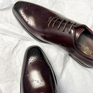 2024 High Quality Handmade Full-Grain Genuine Leather Pointed Breathable Oxford Dress Shoes Rubber Outsole <b>EVA</b> for Men Business - Product Image 5