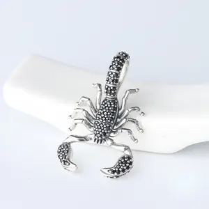 Nuevo diseño de plata esterlina 925 estilo Thomas Escorpión Negro perlas pulsera