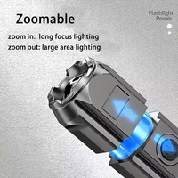 Linterna Táctica LED Blanca al por Mayor, Recargable por USB, Regulable, Impermeable IP44, Batería de Litio, Luz de Día 6000K, Ideal para Camping