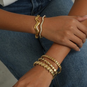 Wholesale Zirconia Wave Bangle Stainless Steel Bracelet Women Chain Link Shell <strong>Turtle</strong> Bracelet <strong>Jewelry</strong> Factory Direct Sale - Product Image 2