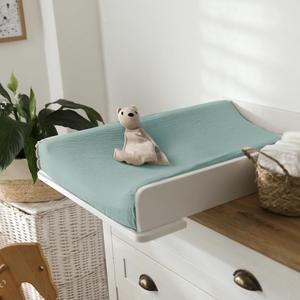 Ensemble de 2 housses de <span class=keywords><strong>table</strong></span> <span class=keywords><strong>à</strong></span> <span class=keywords><strong>langer</strong></span> pour bébé, coussin de soin en gaze de coton avec housse amovible et lavable - Product Image 4