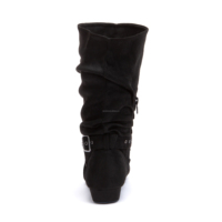 Nouvelle Arrivée LUOQIAO Chaussures de Jazz Noires en Daim pour Femme, Bottes de Danse Montantes à Talon Bas, Semelle Souple, Talon de 1 cm, Modèle L684