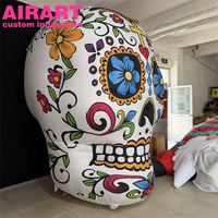 Tête de crâne en sucre gonflable personnalisée, imprimée sur mesure, directement de l'usine, ballon géant en forme de tête de squelette pour le festival d'Halloween