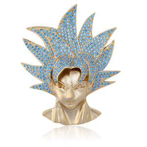 Collier pendentif hip-hop Dragon Ball <span class=keywords><strong>Super</strong></span> <span class=keywords><strong>Saiyan</strong></span> avec <span class=keywords><strong>cheveux</strong></span> <span class=keywords><strong>bleu</strong></span> glace, dessin animé japonais, zircone cubique, nouveau style - Product Image 4