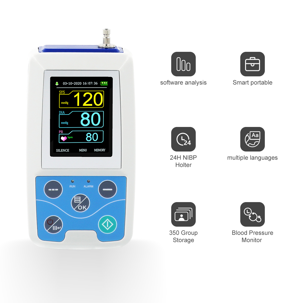 Перезаряжаемый цифровой монитор артериального давления CONTEC CE ABPM50 NIBP Holter, 24 часа, программное обеспечение для ПК