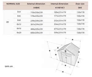 โรงเก็บของในสวนโลหะทันสมัยขนาด 8 ฟุต พร้อมโครงเหล็กชุบสังกะสี ประตูล็อคได้ ป้องกันสนิม สำหรับเก็บอุปกรณ์ในสวนหลังบ้าน และเก็บจักรยาน - Product Image 6