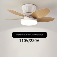 Ventilateur de plafond moderne en métal avec pales en forme de feuille pour enfants, moteur AC, 42/48 pouces, LED, pour salle de bain, télécommande, 6 vitesses, 5 pales, intensité variable