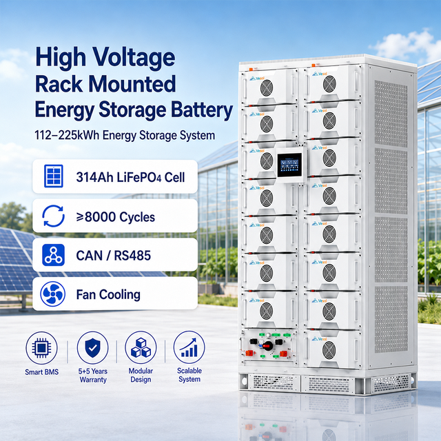 60kWh100kWh 200kWh High Voltage LiFePO4 Lithium Battery Rack Mounted Solar Storage Cabinet Commercial Industrial Energy System