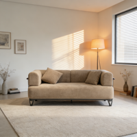 Canapé sectionnel mobile à roulettes en velours kaki clair, design moderne et minimaliste, compact, avec poignées en métal, pour écoles et parcs