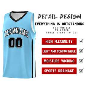 Maillot de basket-ball classique bleu clair personnalisé, style athlétique et décontracté - Product Image 4