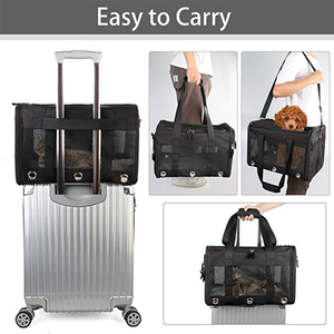 Bolsa de viaje de cara suave para mascotas, estuche de transporte plegable para perros, apto para gatos con ventanas de malla y forro polar, aprobado por la línea aérea - Product Image 6