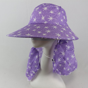 <b>Purple</b> Bucket <b>Hat</b> With Neck Flap Breathable Wide Brim Sun Protection Summer Outdoor Adult <b>Hat</b> - Product Image 1