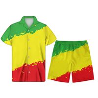 Chemise reggae jamaïque Rasta personnalisée motif feuille d'érable manches courtes grande taille pantalon de plage pour hommes