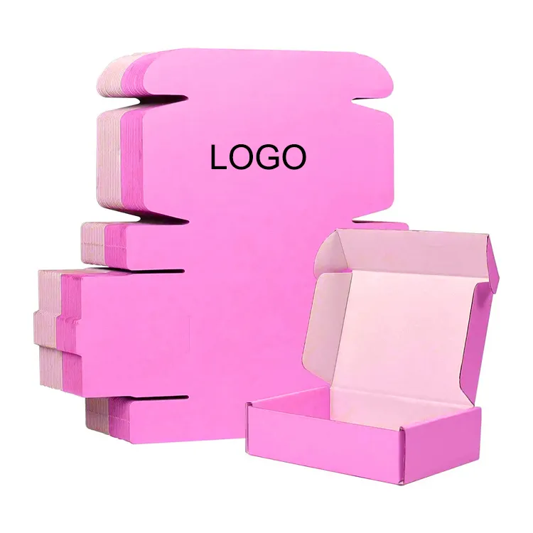 benutzerdefiniertes Logo rosa versandkartons für kleine unternehmen kleine wellpappe-versandkartons aus karton für verpackung geschenkboxen