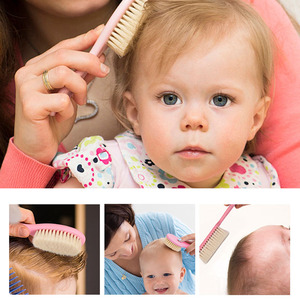 Peigne pour bébé nouveau-né pour nettoyer le cuir chevelu et brosse en <span class=keywords><strong>laine</strong></span> pour ensemble de bain - Product Image 4