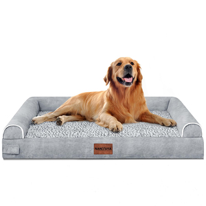 Luxury Large <strong>Dog</strong> &amp; Cat Bed Orthopedic Washable Memory Foam Velvet Eco-Friendly Grey Waterproof 40x32x6.5" for <strong>Couch</strong>/<strong>Sofa</strong> - Product Image 1