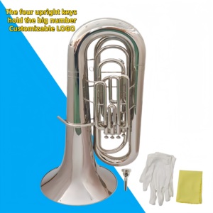 <span class=keywords><strong>Tuba</strong></span> professionnelle de grande taille en laiton argenté, vente en gros du fabricant - Product Image 2
